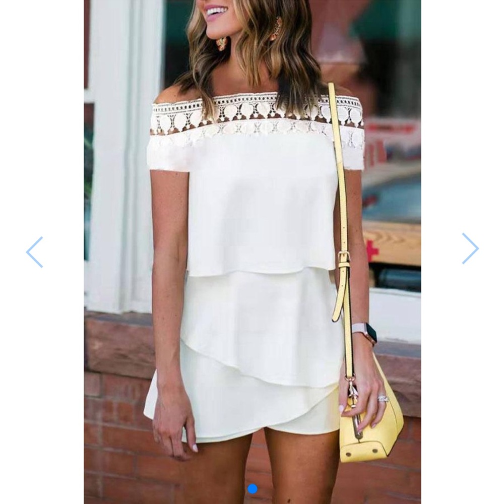 Off the shoulder layered romper
